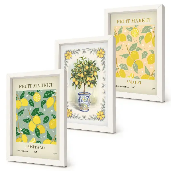 Juego de 3 cuadros decorativos con carteles italianos de cítricos y frutas