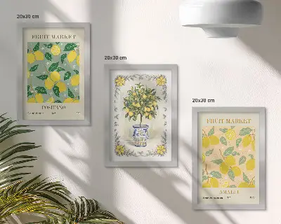 Juego de 3 cuadros decorativos con carteles italianos de cítricos y frutas