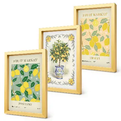 Juego de 3 cuadros decorativos con carteles italianos de cítricos y frutas