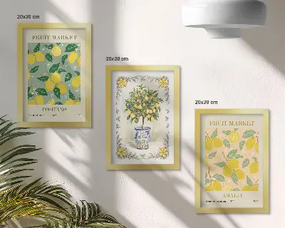Juego de 3 cuadros decorativos con carteles italianos de cítricos y frutas
