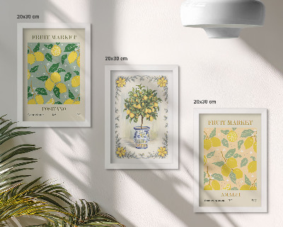 Juego de 3 cuadros decorativos Carteles italianos sobre cítricos y frutas