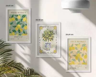 Juego de 3 cuadros decorativos con carteles italianos de cítricos y frutas