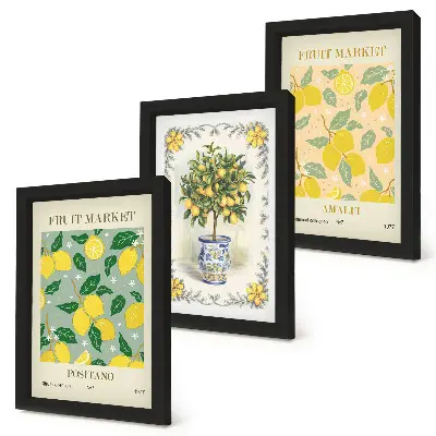 Juego de 3 cuadros decorativos con carteles italianos de cítricos y frutas