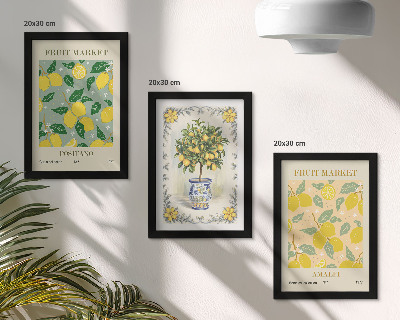 Juego de 3 cuadros decorativos Carteles italianos sobre cítricos y frutas