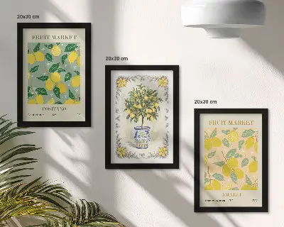 Juego de 3 cuadros decorativos con carteles italianos de cítricos y frutas