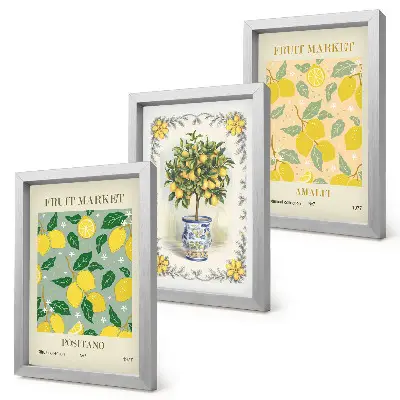 Juego de 3 cuadros decorativos con carteles italianos de cítricos y frutas