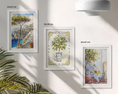 Vistas al mar con limoneros tríptico enmarcado