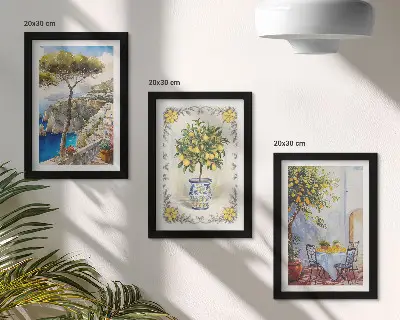 Vistas al mar con limoneros tríptico enmarcado