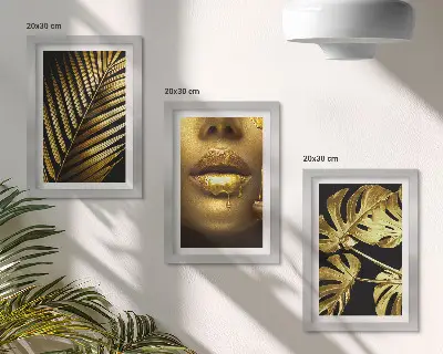 Juego de 3 cuadros decorativos con diseño de hojas de palma, rostro de mujer y hojas de monstera