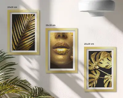 Juego de 3 cuadros decorativos con diseño de hojas de palma, rostro de mujer y hojas de monstera