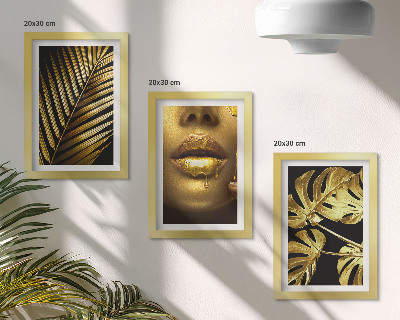 Juego de 3 cuadros decorativos hojas de palma rostro de mujer hojas de monstera