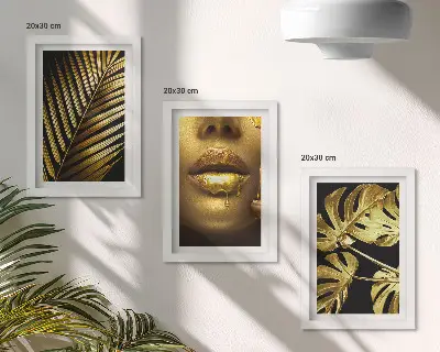 Juego de 3 cuadros decorativos con diseño de hojas de palma, rostro de mujer y hojas de monstera