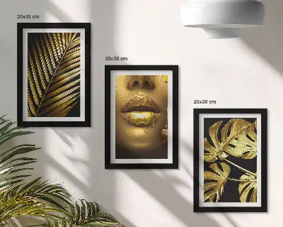 Juego de 3 cuadros decorativos con diseño de hojas de palma, rostro de mujer y hojas de monstera