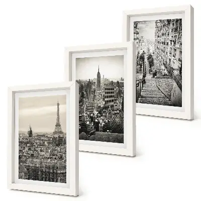 Juego de 3 cuadros decorativos con vistas a las ciudades de París y Nueva York y escaleras encantadoras