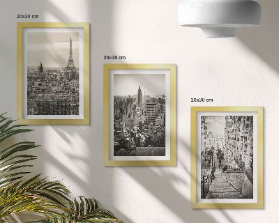 Juego de 3 cuadros decorativos Vistas de la ciudad de París y Nueva York y encantadoras escaleras