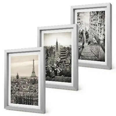 Juego de 3 cuadros decorativos con vistas a las ciudades de París y Nueva York y escaleras encantadoras