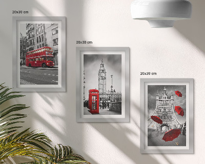 Tríptico enmarcado Acentos rojos y edificios famosos de Londres