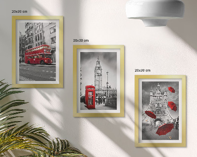 Tríptico enmarcado Acentos rojos y edificios famosos de Londres