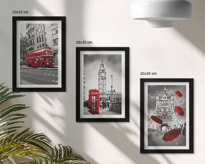 Tríptico enmarcado Acentos rojos y edificios famosos de Londres