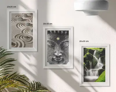 Juego de 3 cuadros decorativos con diseño de naturaleza, cascada y Buda