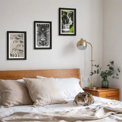 Juego de 3 cuadros decorativos con diseño de naturaleza, cascada y Buda