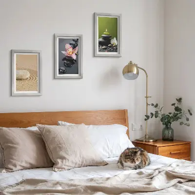 Juego de 3 cuadros decorativos con motivos de piedras zen que transmiten relajación