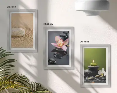 Juego de 3 cuadros decorativos con motivos de piedras zen que transmiten relajación