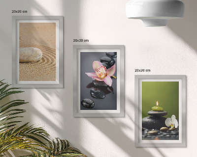 Juego de 3 cuadros decorativos Relajantes motivos de piedra que transmiten paz y zen.