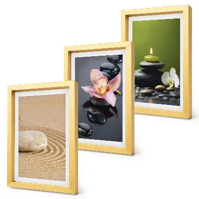 Juego de 3 cuadros decorativos con motivos de piedras zen que transmiten relajación
