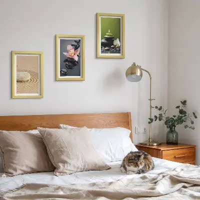 Juego de 3 cuadros decorativos con motivos de piedras zen que transmiten relajación