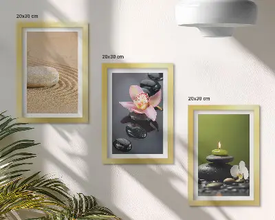 Juego de 3 cuadros decorativos con motivos de piedras zen que transmiten relajación