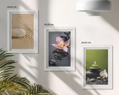 Juego de 3 cuadros decorativos con motivos de piedras zen que transmiten relajación