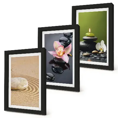 Juego de 3 cuadros decorativos con motivos de piedras zen que transmiten relajación
