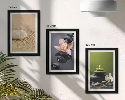 Juego de 3 cuadros decorativos con motivos de piedras zen que transmiten relajación