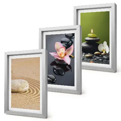 Juego de 3 cuadros decorativos con motivos de piedras zen que transmiten relajación