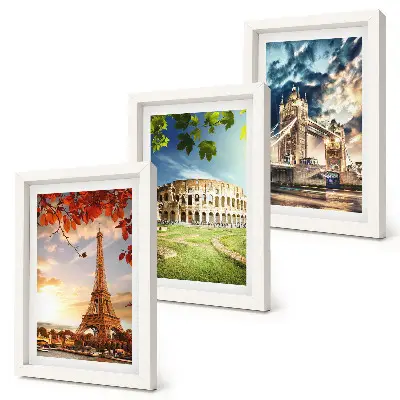 Juego de 3 cuadros decorativos con monumentos de Europa en tonos cálidos