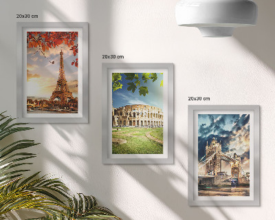 Juego de 3 cuadros decorativos Monumentos de Europa en los cálidos colores del paisaje