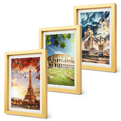 Juego de 3 cuadros decorativos Monumentos de Europa en los cálidos colores del paisaje