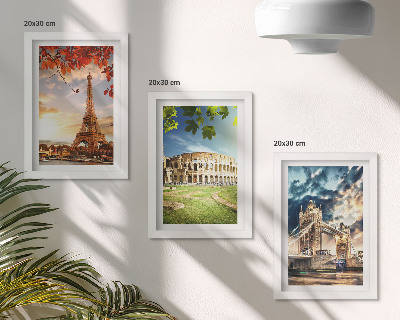 Juego de 3 cuadros decorativos Monumentos de Europa en los cálidos colores del paisaje