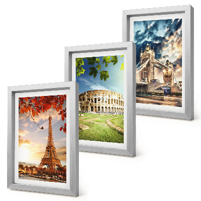 Juego de 3 cuadros decorativos Monumentos de Europa en los cálidos colores del paisaje