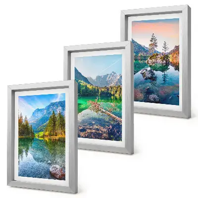 Juego de 3 cuadros decorativos con paisajes de lagos de montaña y naturaleza