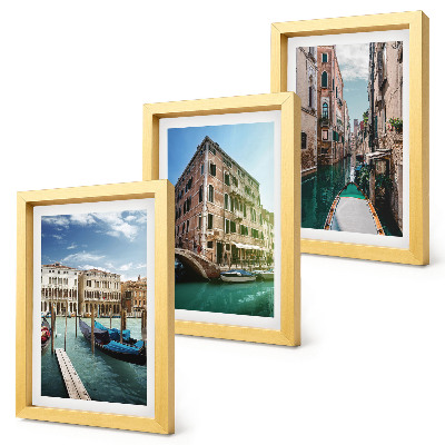 Tríptico enmarcado Vistas de Venecia con sus canales y arquitectura urbana.