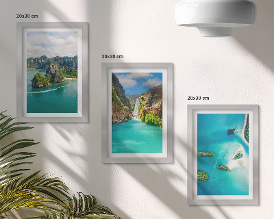 Tríptico enmarcado Paisajes tropicales con islas y aguas turquesas