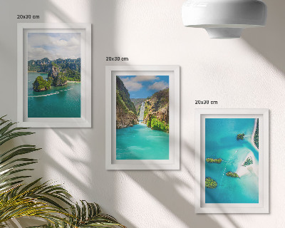 Tríptico enmarcado Paisajes tropicales con islas y aguas turquesas
