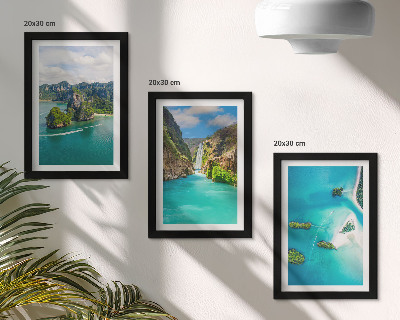 Tríptico enmarcado Paisajes tropicales con islas y aguas turquesas