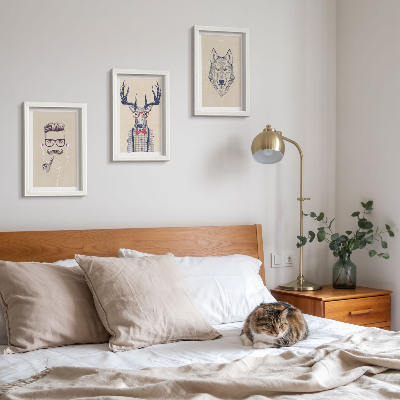 Juego de 3 cuadros decorativos Retratos elegantes de animales y hombres