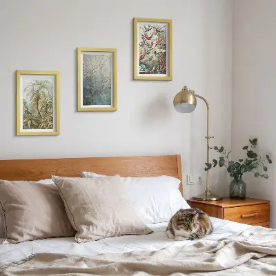 Juego de 3 cuadros decorativos con diseño de plantas tropicales y aves coloridas en la naturaleza