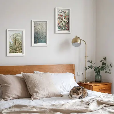 Juego de 3 cuadros decorativos con diseño de plantas tropicales y aves coloridas en la naturaleza