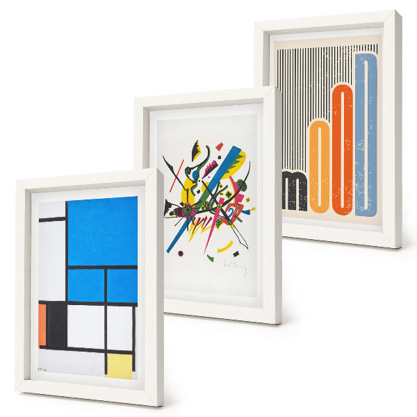 Juego de 3 cuadros decorativos Composiciones modernas abstractas con formas geométricas