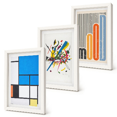 Juego de 3 cuadros decorativos Composiciones modernas abstractas con formas geométricas